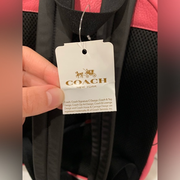 Coach Pink Ruby Charlie Block Medium Pebbled Leather Backpack NEW WITH TAGS - Picture 14 of 16